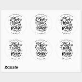 Sticker Rond Noir et blanc donner Merci Thanksgiving Custom (Feuille)