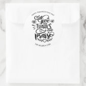 Sticker Rond Noir et blanc donner Merci Thanksgiving Custom (Sac)