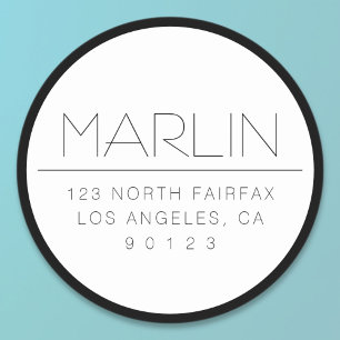 Sticker Rond Noir et blanc élégant avec bordure