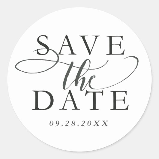 Sticker Rond Noir et blanc enregistrer le cachet de l'enveloppe (Devant)