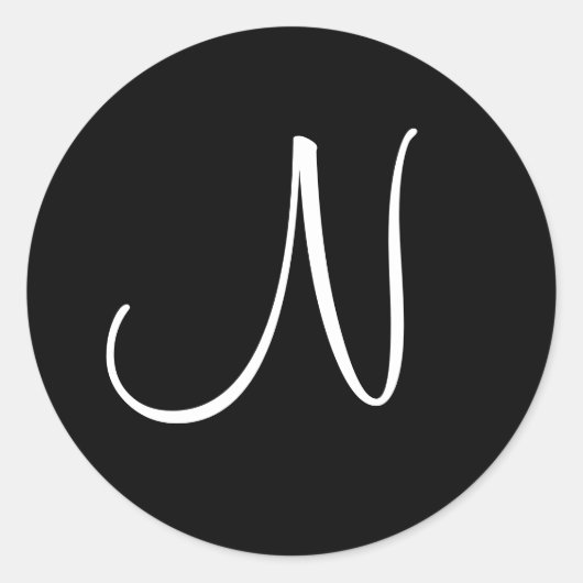 Sticker Rond Noir et blanc initial N - Customisé (Devant)