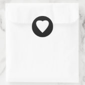 Sticker Rond Noir et Blanc Love Heart Design. (Sac)