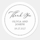 Sticker Rond Noir et blanc | Mariage classique italien d'élégan (Devant)