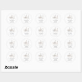 Sticker Rond Noir et blanc | Mariage d'illustration italien (Feuille)
