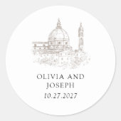 Sticker Rond Noir et blanc | Mariage d'illustration italien (Devant)