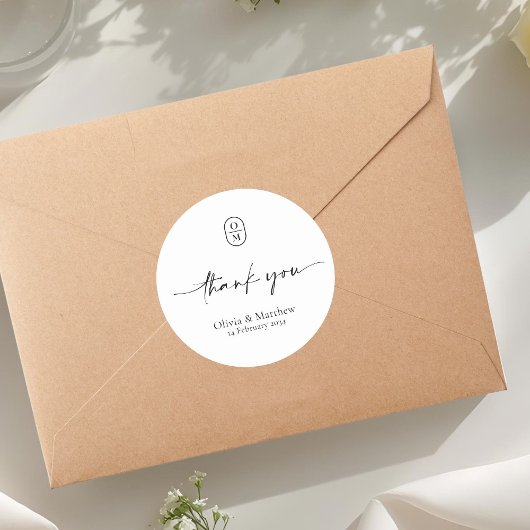 Sticker Rond Noir et Blanc | Monogramme de mariage chic et mode