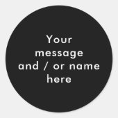 Sticker Rond Noir et blanc personnalisé simple (Devant)