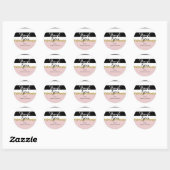 Sticker Rond Noir et blanc rose moderne Favoris Noir & Blanc (Feuille)