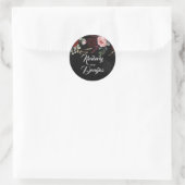 Sticker Rond Noir et Bourgogne Rouge Mariage moderne (Sac)