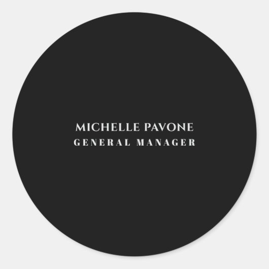 Sticker Rond Noir et gris élégant simple uni professionnel (Devant)