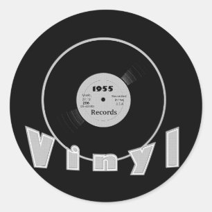 Sticker Rond Noir et gris record d'étiquette du VINYLE 1955