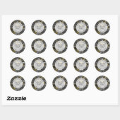 Sticker Rond Noir et jaune marbré (Feuille)