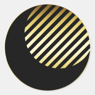 STICKER ROND NOIR ET LUNE D'OR