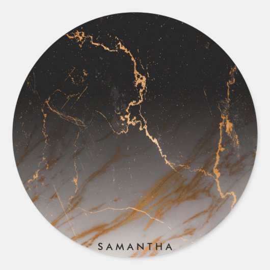 Sticker Rond Noir et Marbre blanc (Devant)