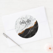 Sticker Rond Noir et Marbre blanc (Enveloppe)