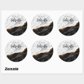 Sticker Rond Noir et Marbre blanc (Feuille)