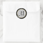 Sticker Rond Noir et Marbre blanc Or Monogramme (Sac)