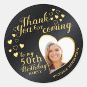 Sticker Rond Noir et Or 50e anniversaire Merci Favor (Devant)