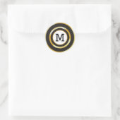 Sticker Rond Noir et or Monogramme initial (Sac)