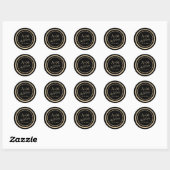 Sticker Rond Noir et or Monogramme mariage Faveur (Feuille)