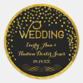 Sticker Rond Noir et or Random Dot Mariage moderne (Devant)