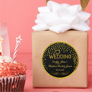 Sticker Rond Noir et or Random Dot Mariage moderne