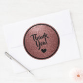 Sticker Rond Noir et Rose Gold Faux Parties scintillant Merci (Enveloppe)