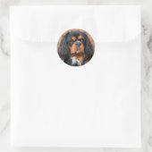 Sticker Rond Noir et Tan Cavalier King Charles Spaniel Chien (Sac)