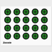 Sticker Rond Noir et Vert Moderne / Rétro Imprimer (Feuille)