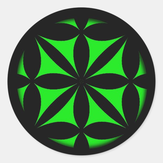 Sticker Rond Noir et Vert Moderne / Rétro Imprimer (Devant)