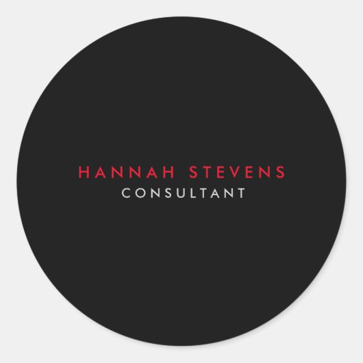 Sticker Rond Noir gris rouge professionnel moderne (Devant)