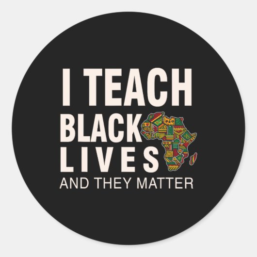Sticker Rond Noir Histoire Mois Blm J'Enseigne La Vie Noire Et (Devant)