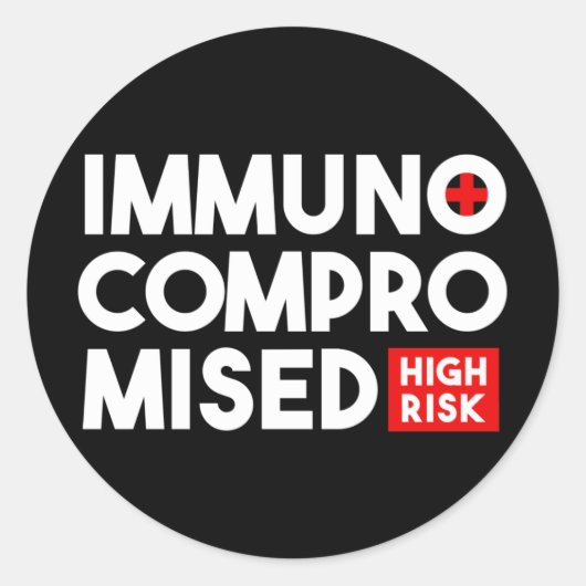 Sticker Rond Noir Immunocompromis Risque élevé (Devant)