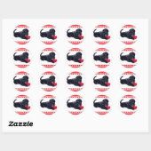 Sticker Rond Noir Labrador Chiot et Coeur (Feuille)