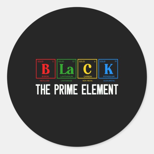 Sticker Rond Noir Le Premier Élément Noir Histoire Mois Période (Devant)