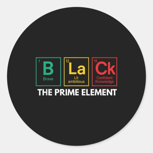 Sticker Rond Noir Le Premier Élément Noir Histoire Mois Période (Devant)