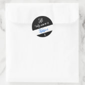 Sticker Rond Noir (lettre initiale et nom) Bonjour, Mon nom est (Sac)