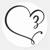 Sticker Rond Noir Ligne esthétique Coeur Mariage Enveloppe Phoq (Devant)