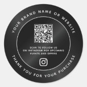 Sticker Rond Noir Luxe Minimal QR Code Merci Achat (Devant)