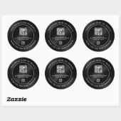 Sticker Rond Noir Luxe Minimal QR Code Merci Achat (Feuille)