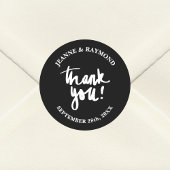 Sticker Rond Noir Merci Chic Calligraphie Mariage Faveur