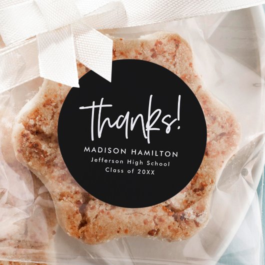 Sticker Rond Noir | Merci de graduation de script préppy