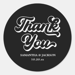 Sticker Rond Noir Merci Faveur de mariage