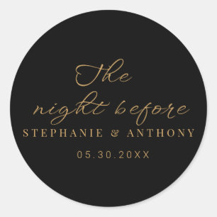 Sticker Rond Noir minimaliste et or La nuit avant le Mariage