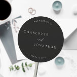 Sticker Rond Noir minimaliste moderne mariage élégant<br><div class="desc">Sticker noir minimaliste moderne élégant mariage classique rond</div>