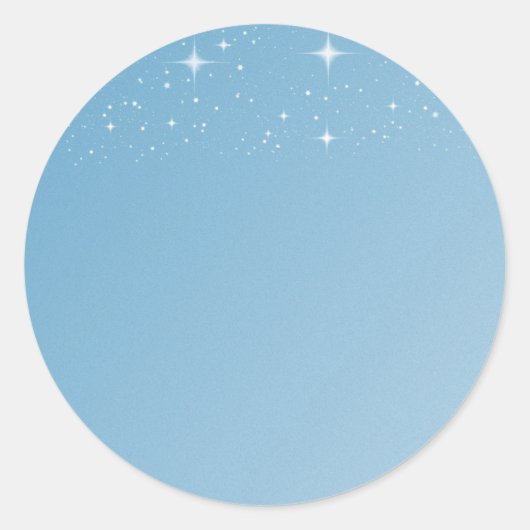 Sticker Rond Noir Modèle bleu clair étoiles design minimal (Devant)
