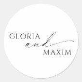 Sticker Rond Noir moderne et blanc minimal Mariage élégant (Devant)