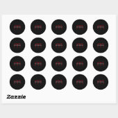 Sticker Rond Noir moderne rouge monogramme professionnel (Feuille)