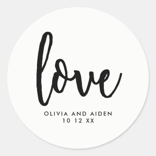 Sticker Rond Noir moderne sur Mariage blanc (Devant)
