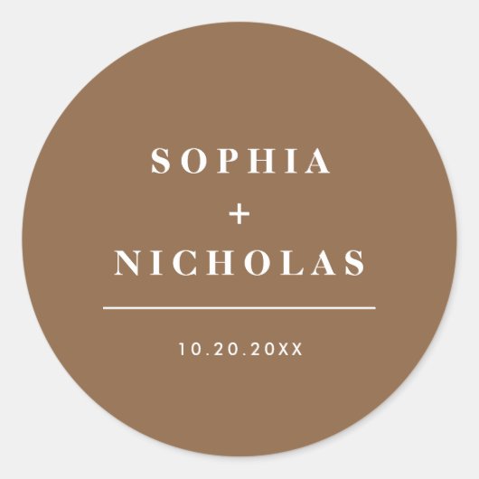 Sticker Rond Noir moderne Taupe minimal Élégant mariage (Devant)